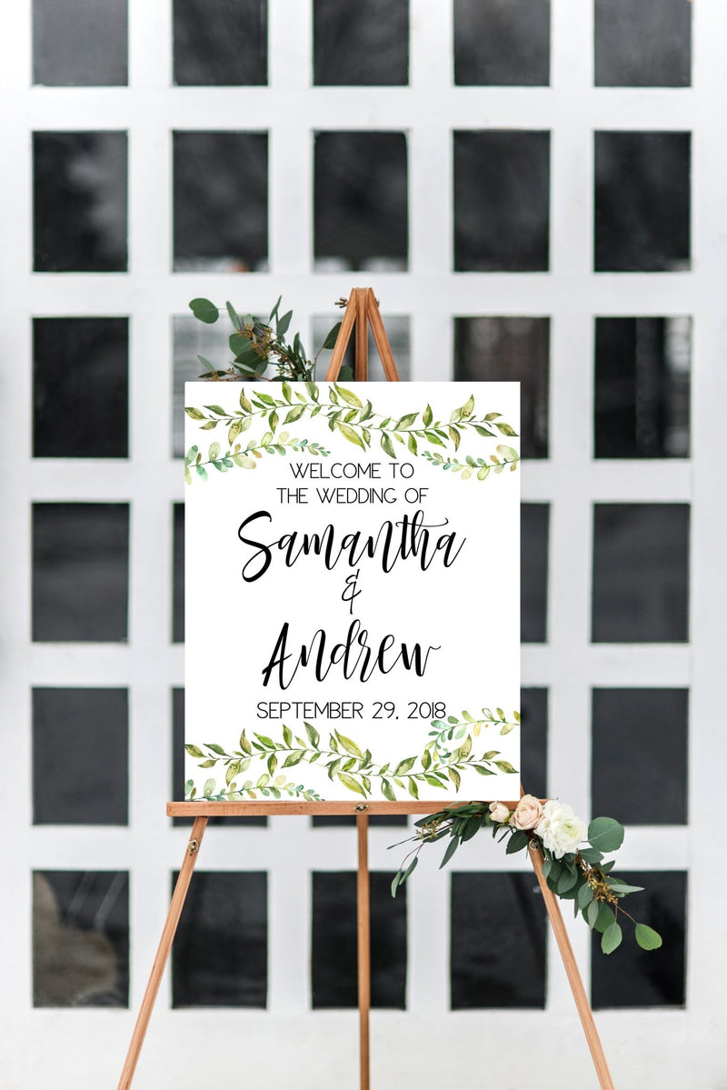 Wedding Welcome Sign - Greenery Printable