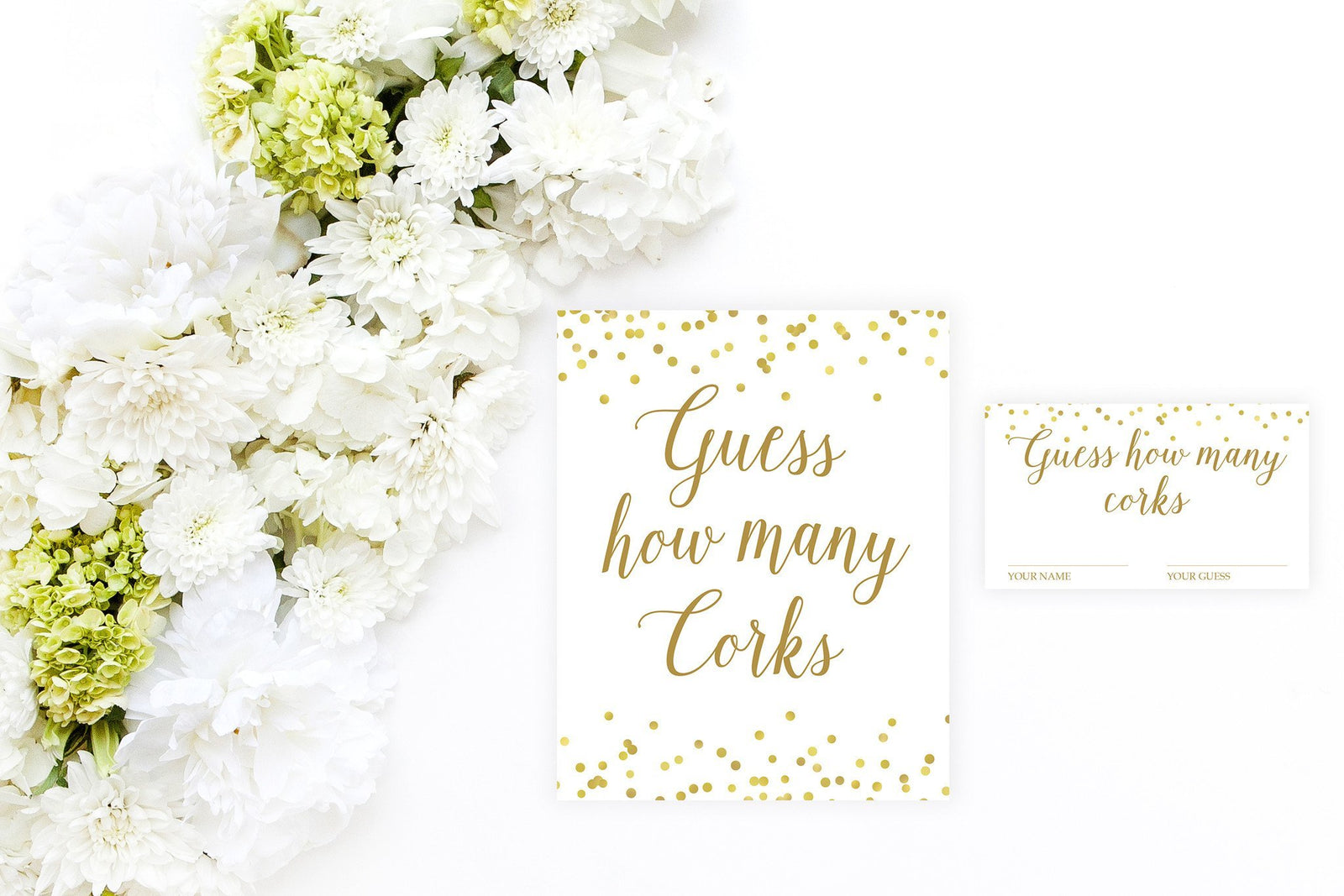 Guess How Many Corks - Gold Confetti Printable - Pretty Collected