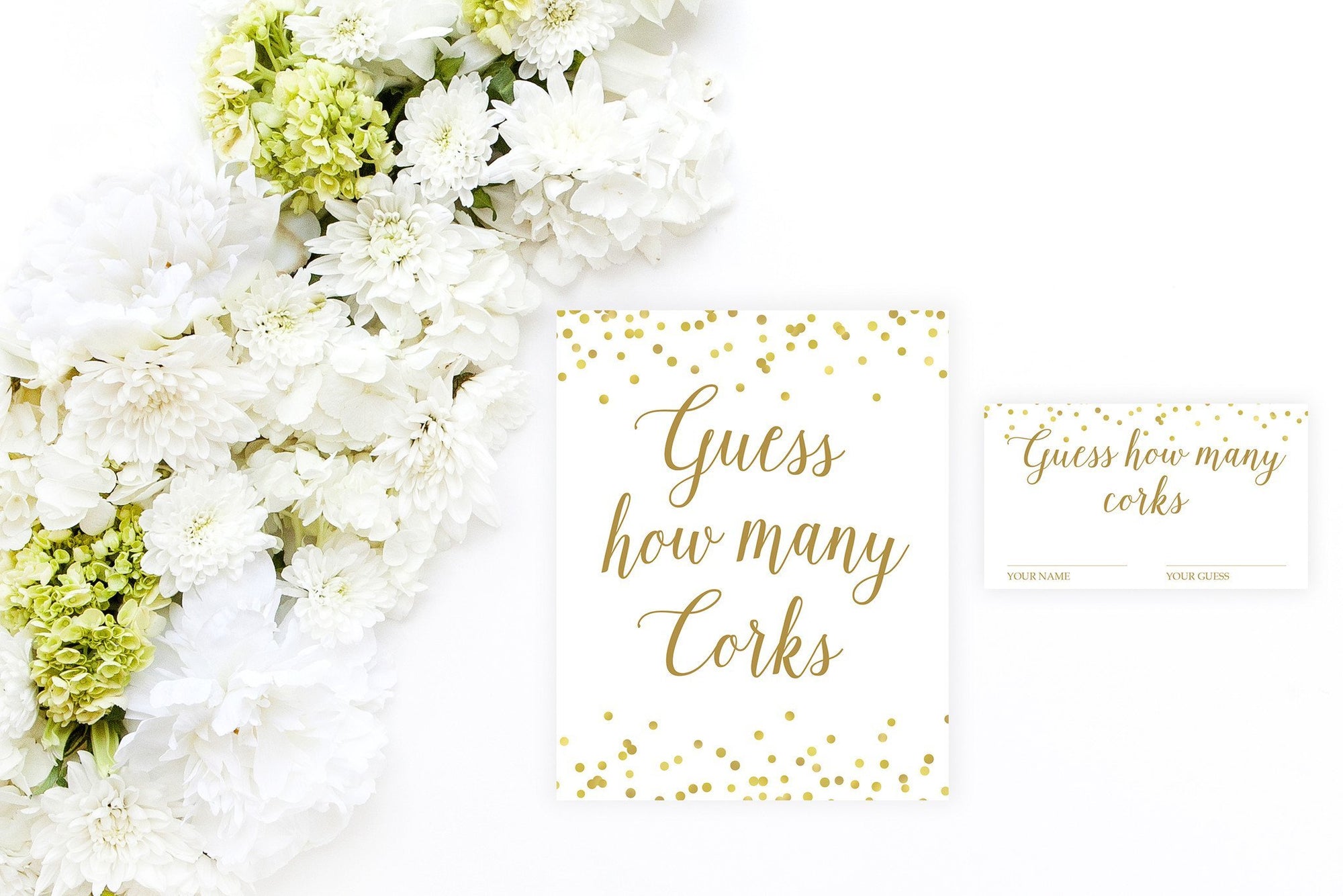 Guess How Many Corks - Gold Confetti Printable - Pretty Collected