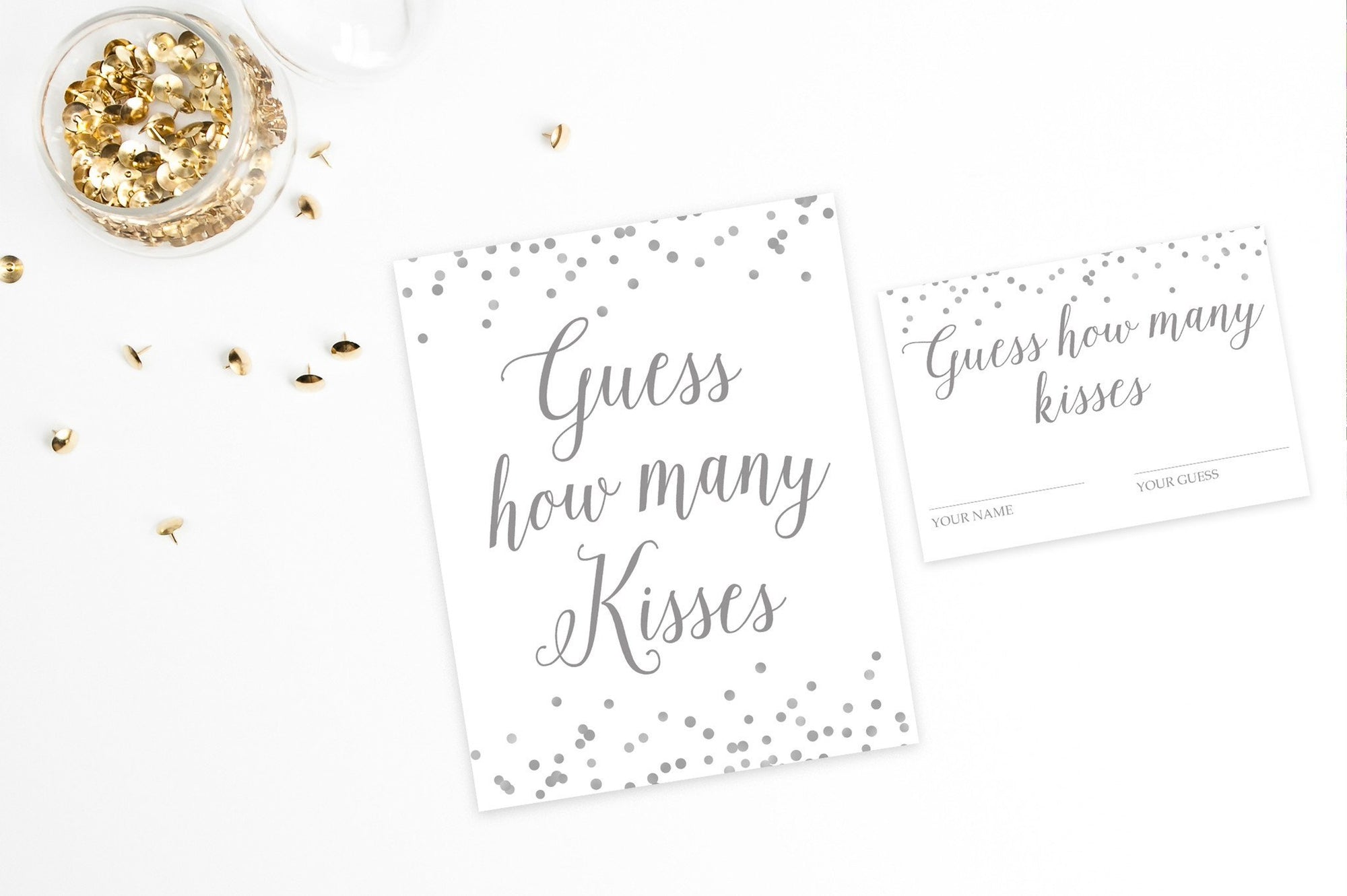 Guess How Many Kisses - Grey Printable - Pretty Collected