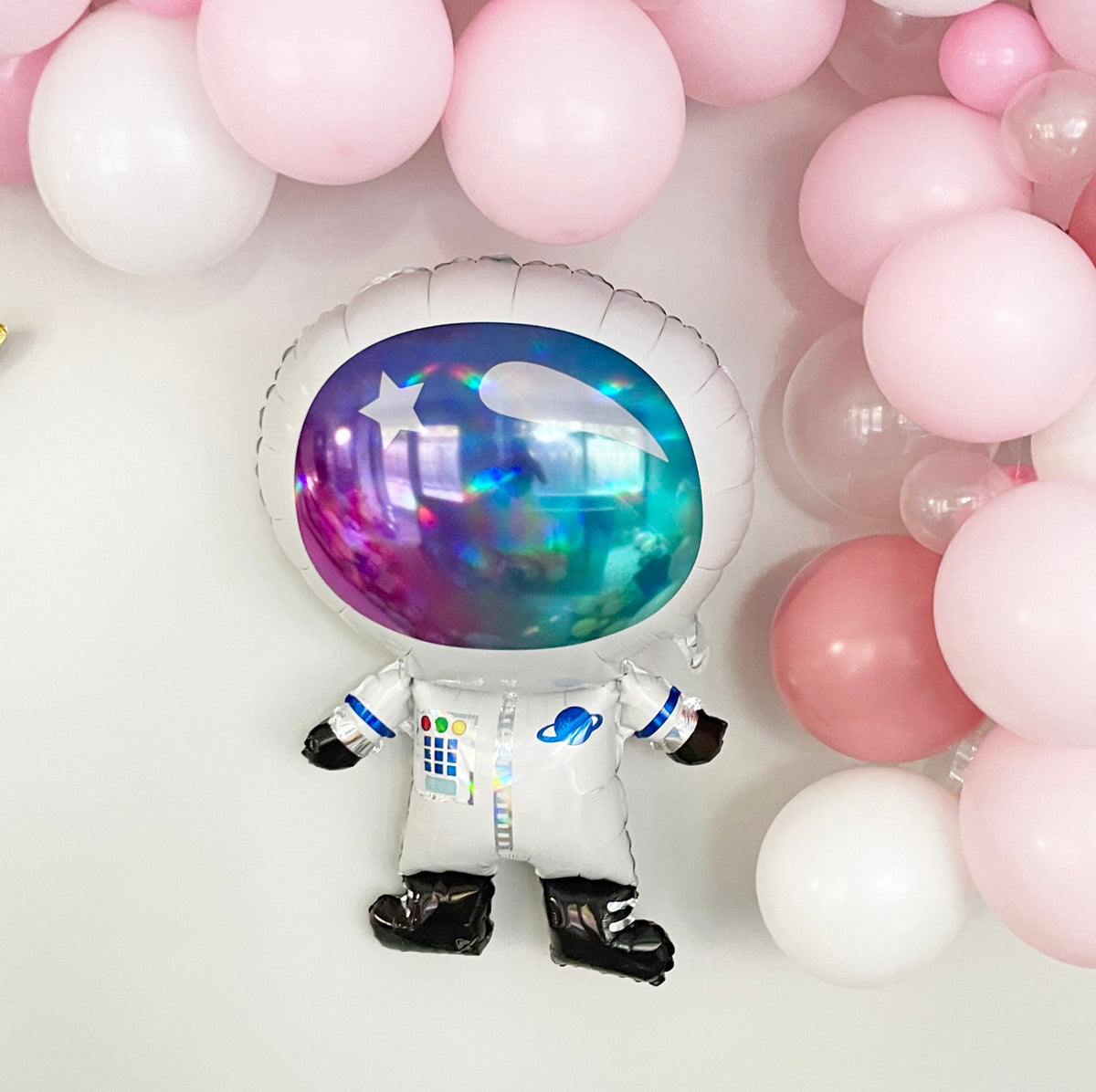 DIY Pastel Iridescent Balloon Garland Pink Galaxy Space to the Moon Girl  Birthday Party Decor Arch, Outer Space Birthday Backdrop 