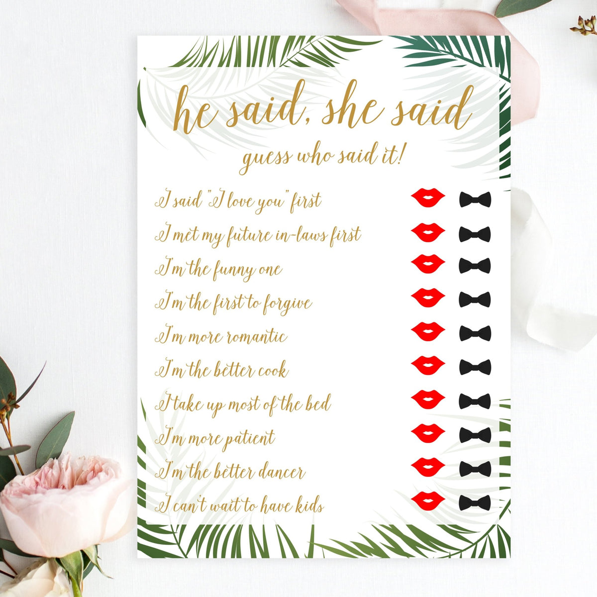 He Said, She Said (Red Lips) - Tropical Printable - Pretty Collected