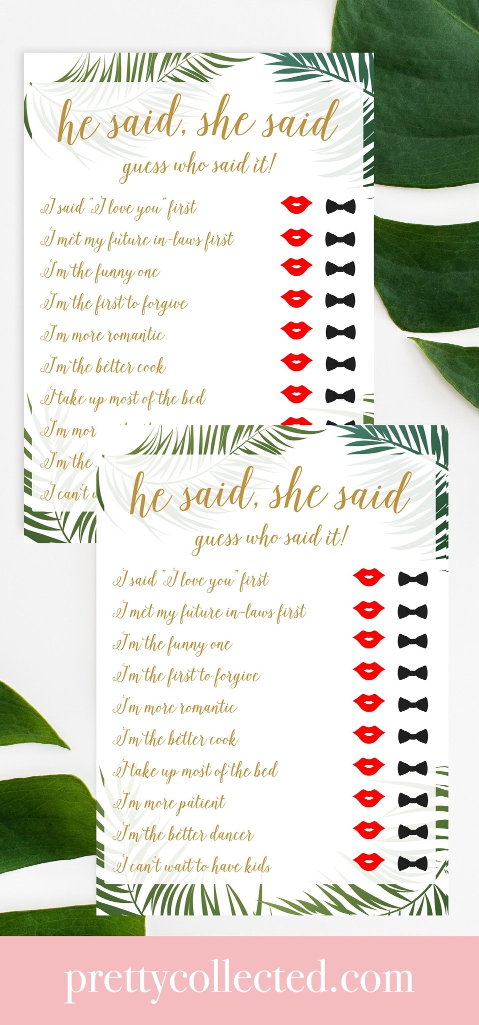He Said, She Said (Red Lips) - Tropical Printable - Pretty Collected