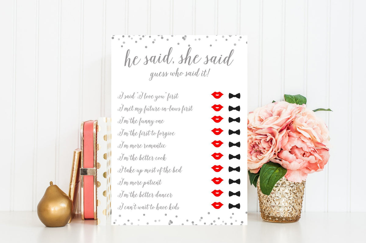 He Said, She Said (Red Lips) - Grey Printable - Pretty Collected