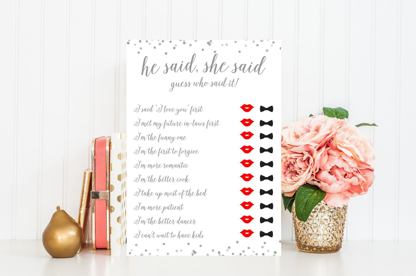 He Said, She Said (Red Lips) - Grey Printable - Pretty Collected