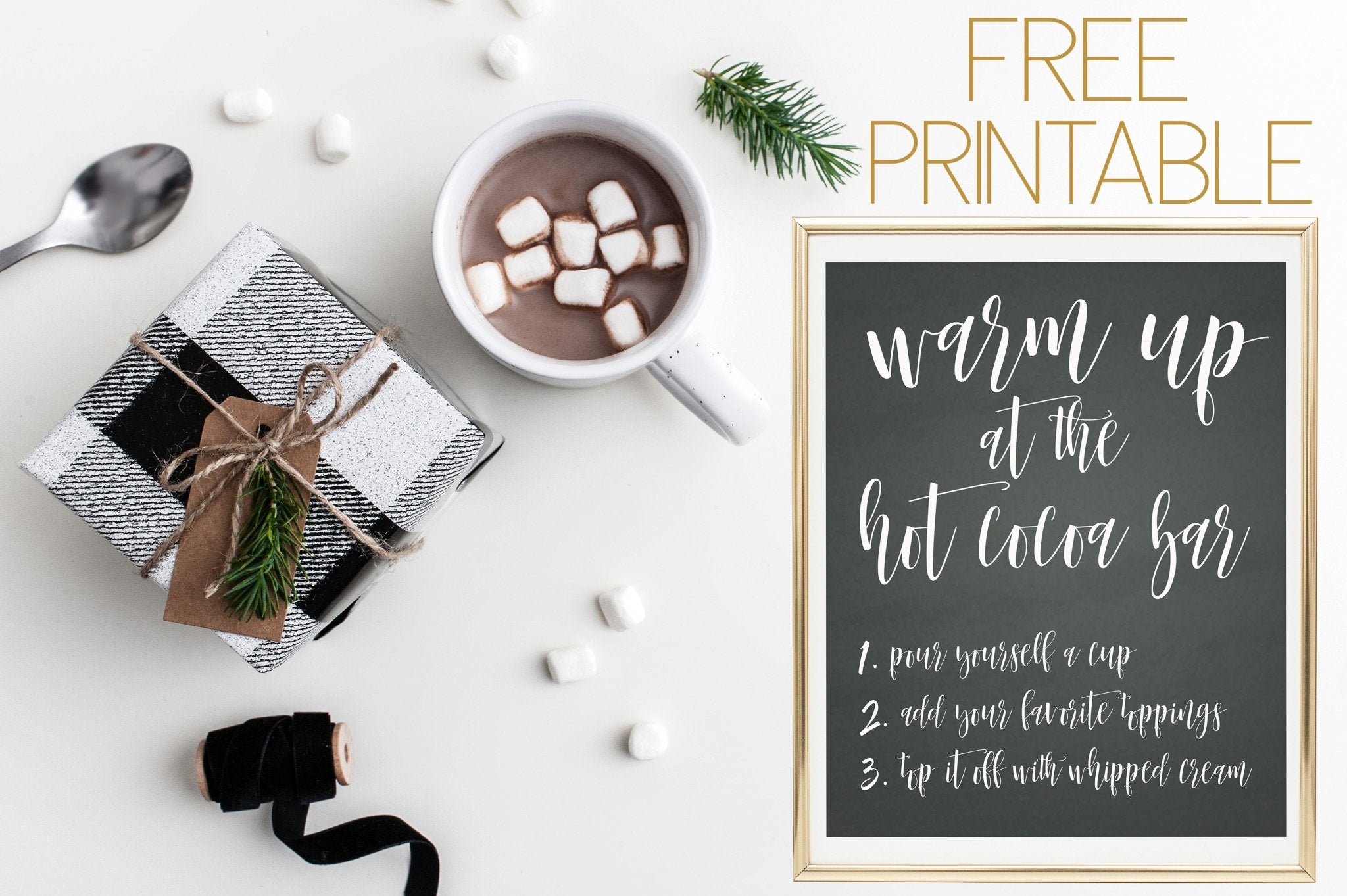 Hot Chocolate Bar Printable Sign Hot Cocoa Free Printable Pretty Collected hot cocoa bar sign - free printable - pretty collected