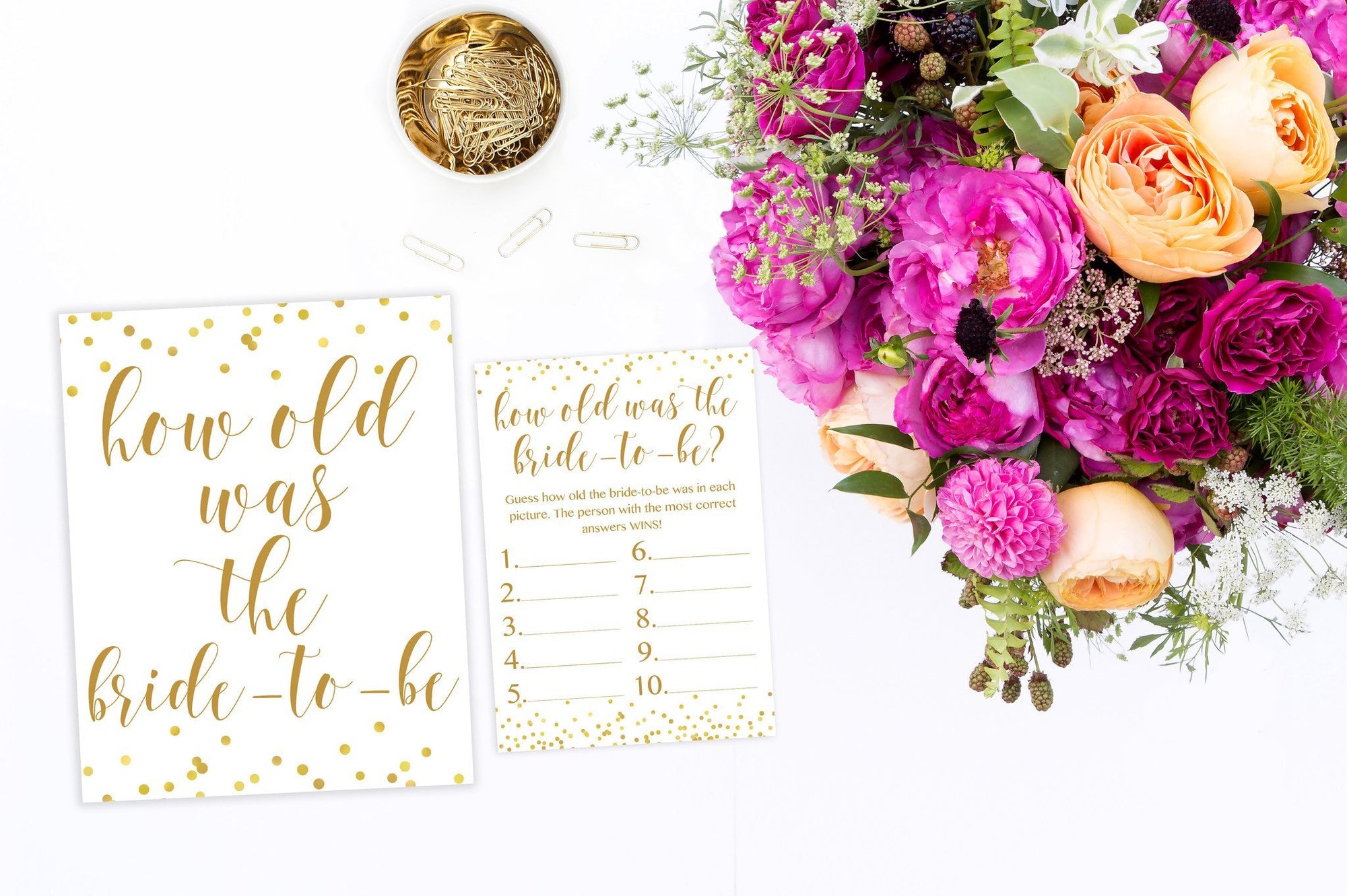 How Old Was The Bride-to-Be - Gold Confetti Printable - Pretty Collected