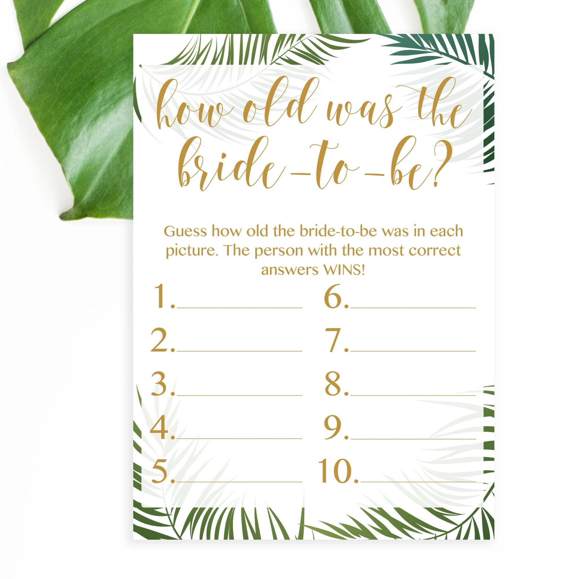 How Old Was The Bride-to-Be - Tropical Printable - Pretty Collected