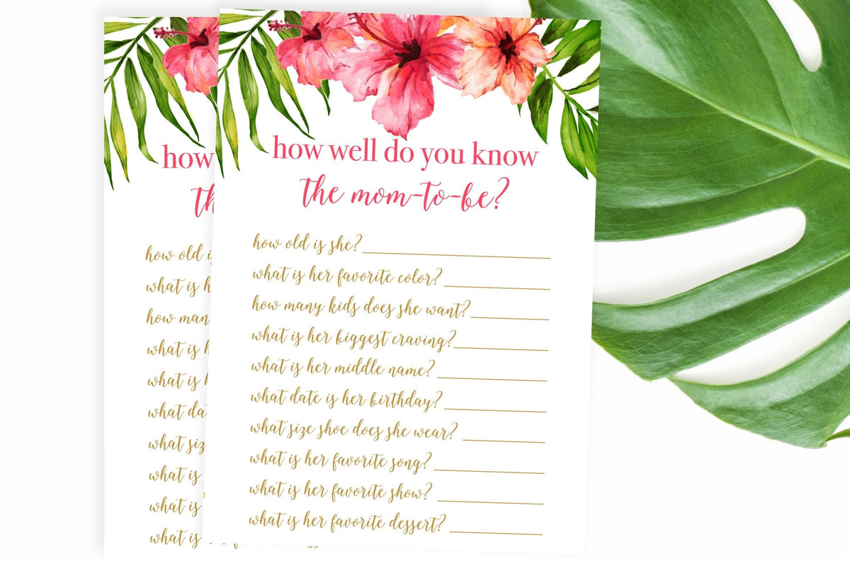 How Well Do You Know Mom-to-Be - Tropical Floral Printable - Pretty Collected