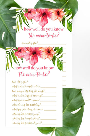 How Well Do You Know Mom-to-Be - Tropical Floral Printable - Pretty Collected