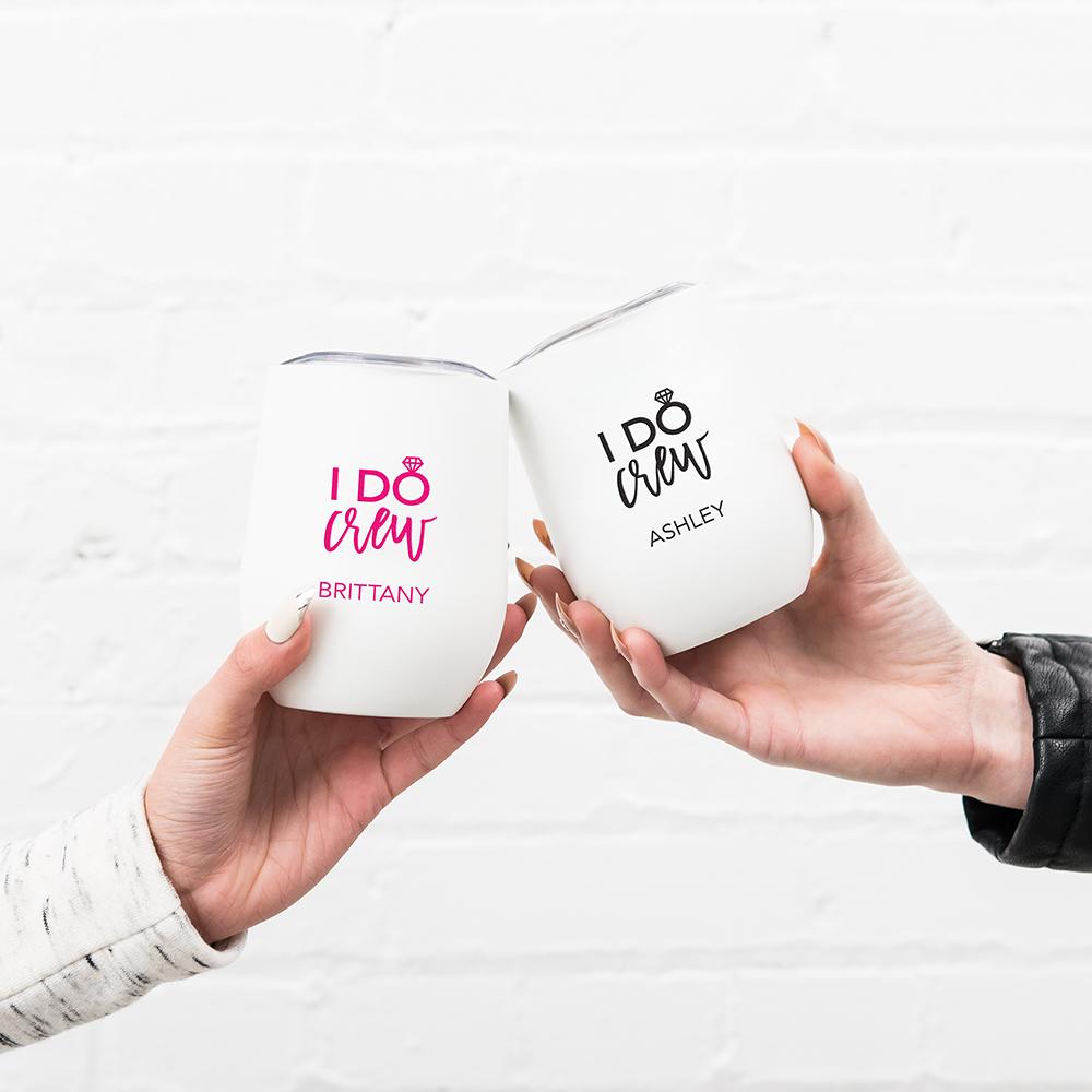 Personalized I Do Crew Wine Tumbler - White - Pretty Collected