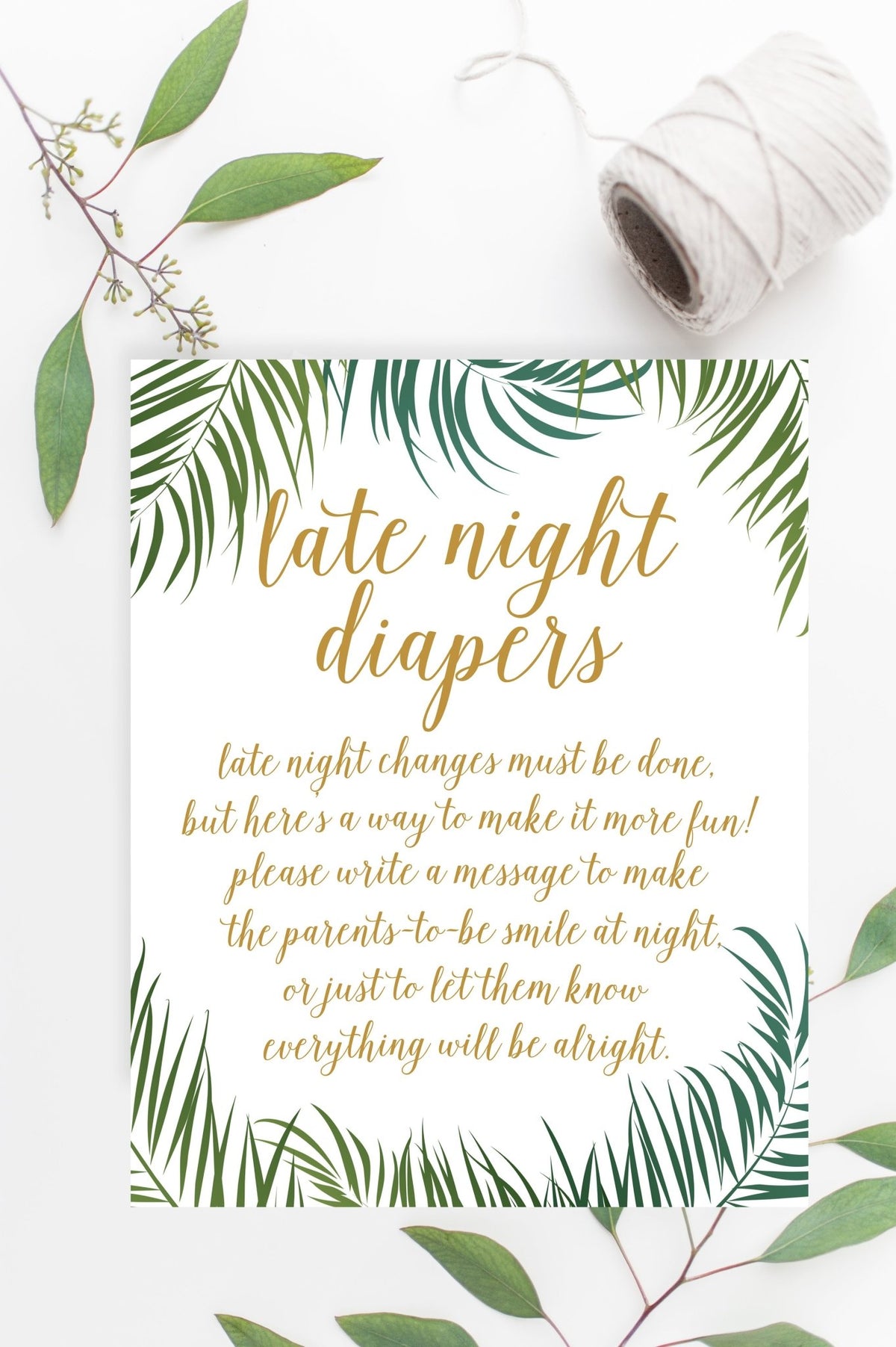 Late Night Diapers Sign - Tropical Printable - Pretty Collected