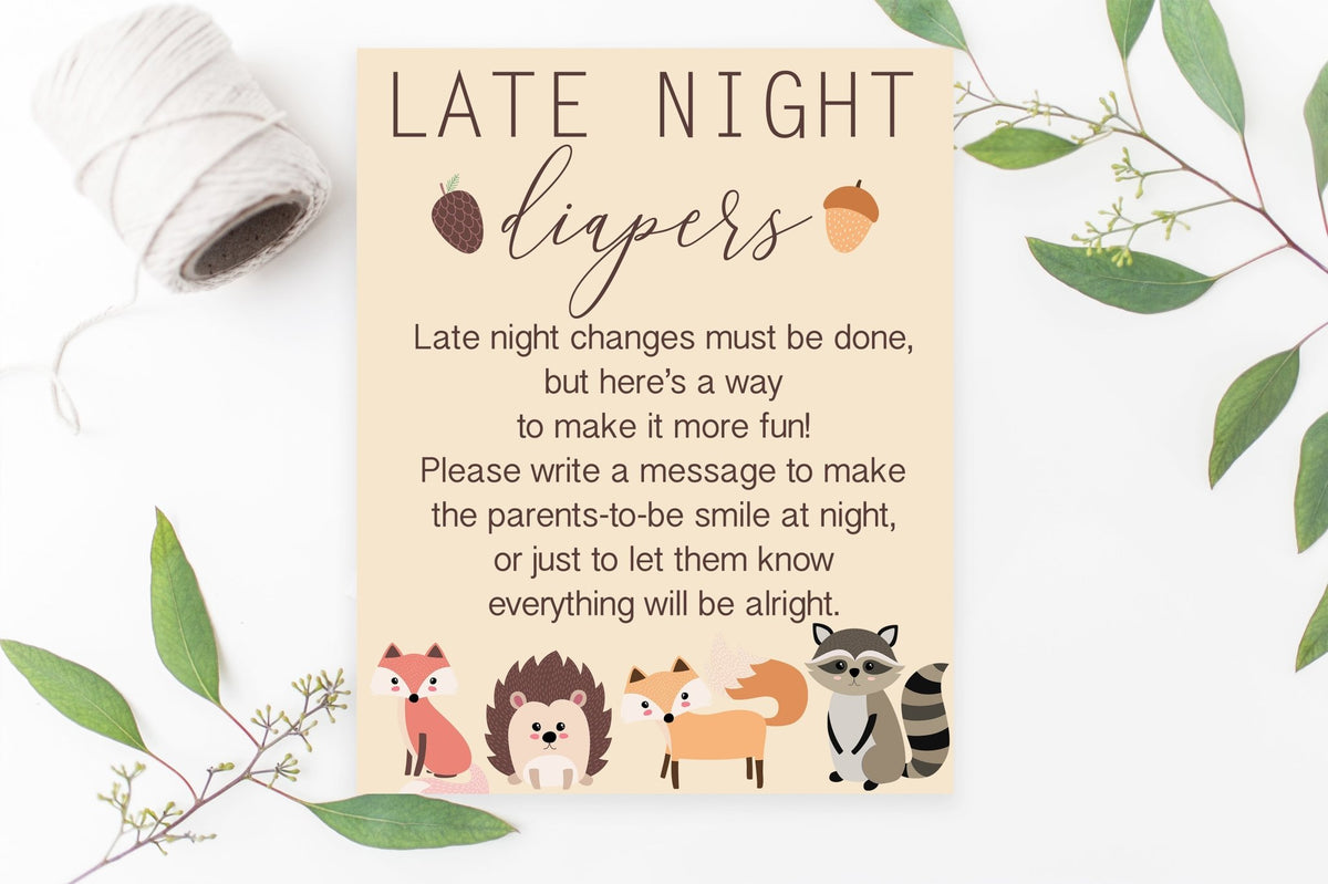 Late Night Diapers Sign - Woodland Printable - Pretty Collected