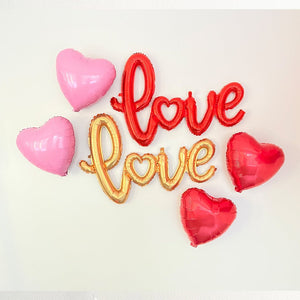 Red & Gold Love & Hearts Balloons - Pretty Collected