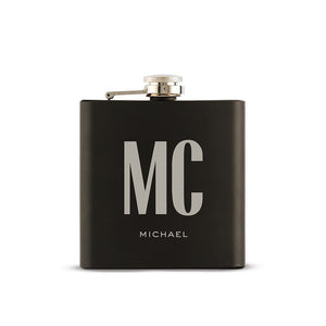 Personalized Mens Flask - Black Flask - Pretty Collected