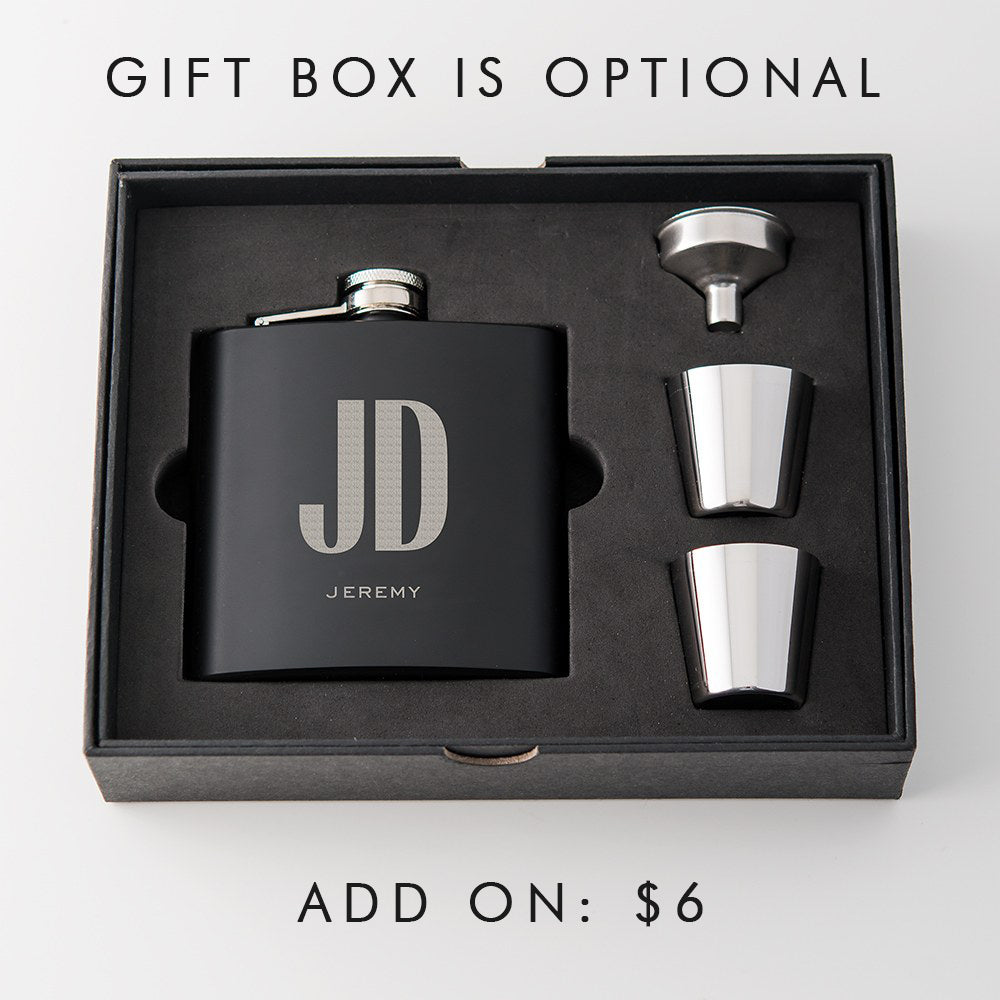 Personalized Mens Flask - Black Flask - Pretty Collected