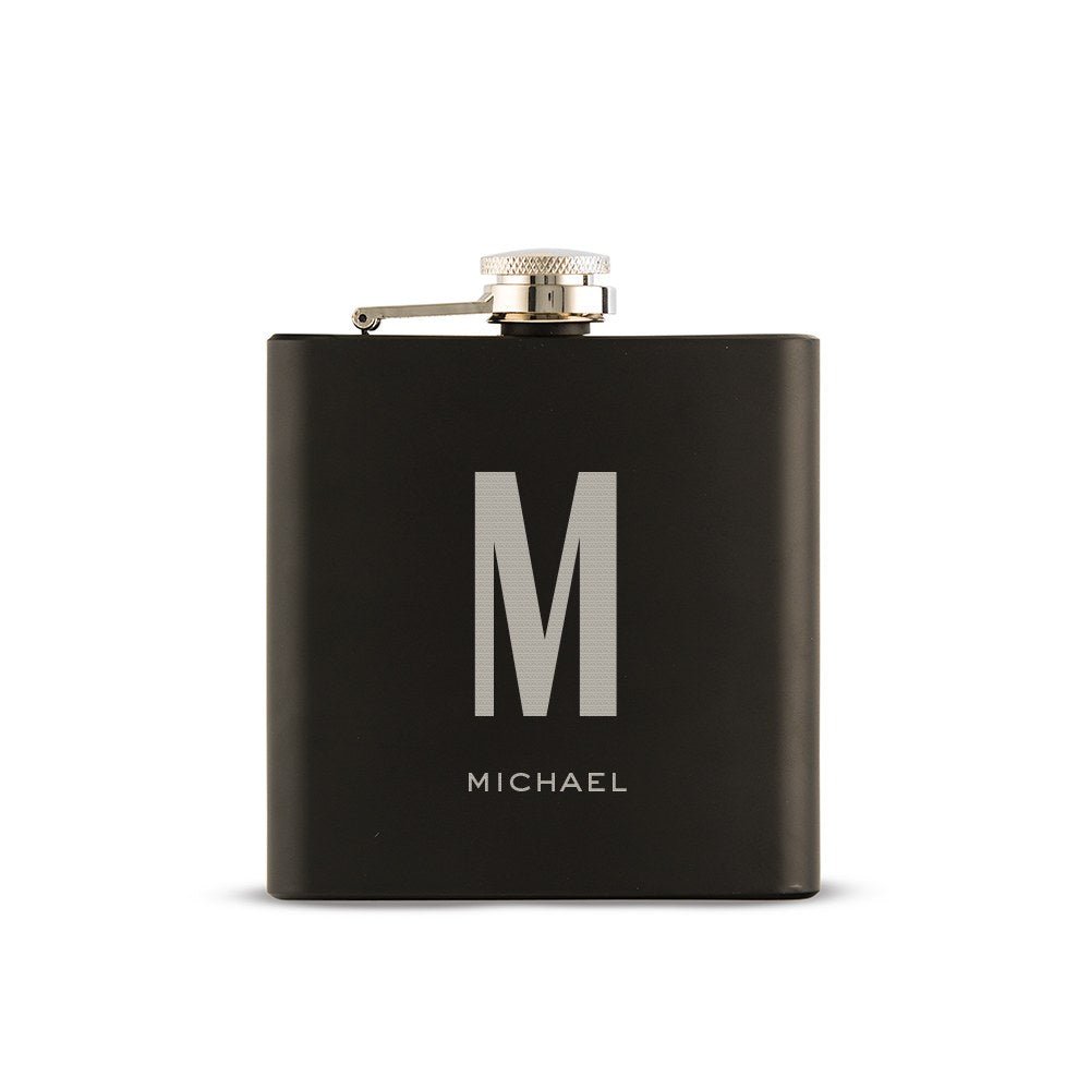 Personalized Mens Flask - Black Flask - Pretty Collected
