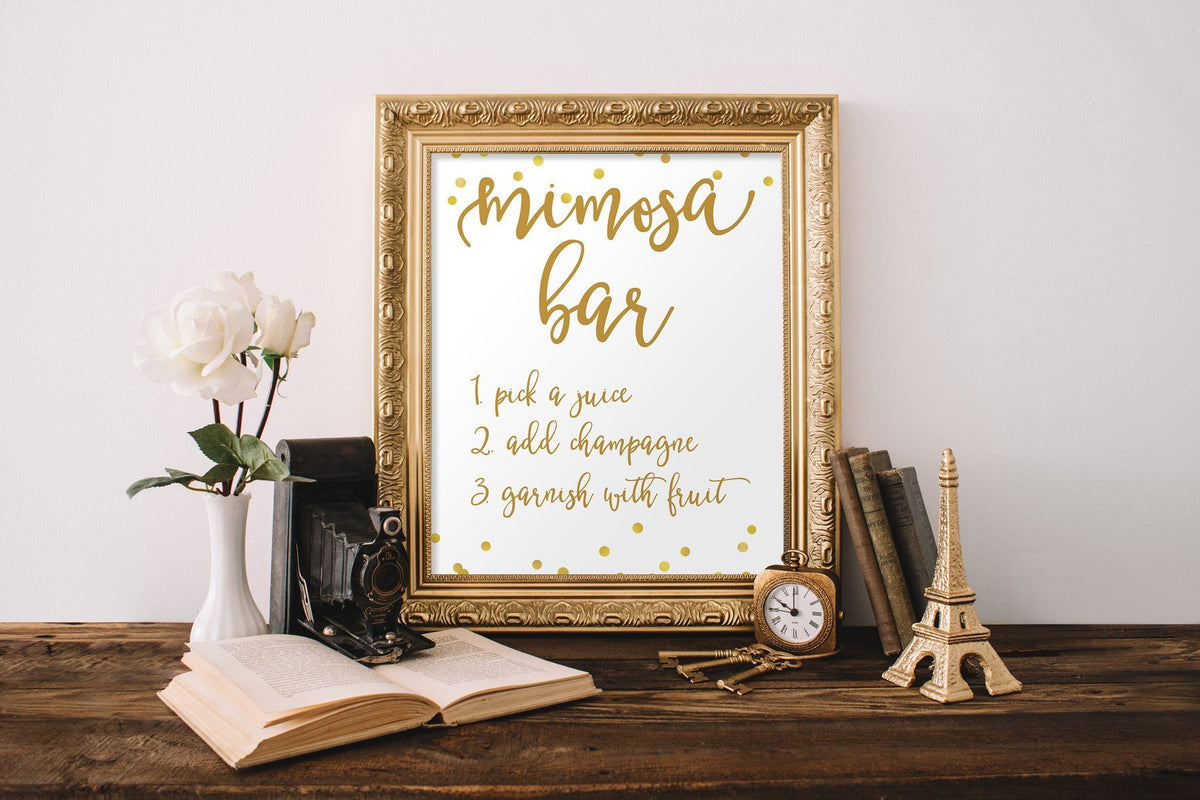 Mimosa Bar Sign - Gold Confetti Printable - Pretty Collected