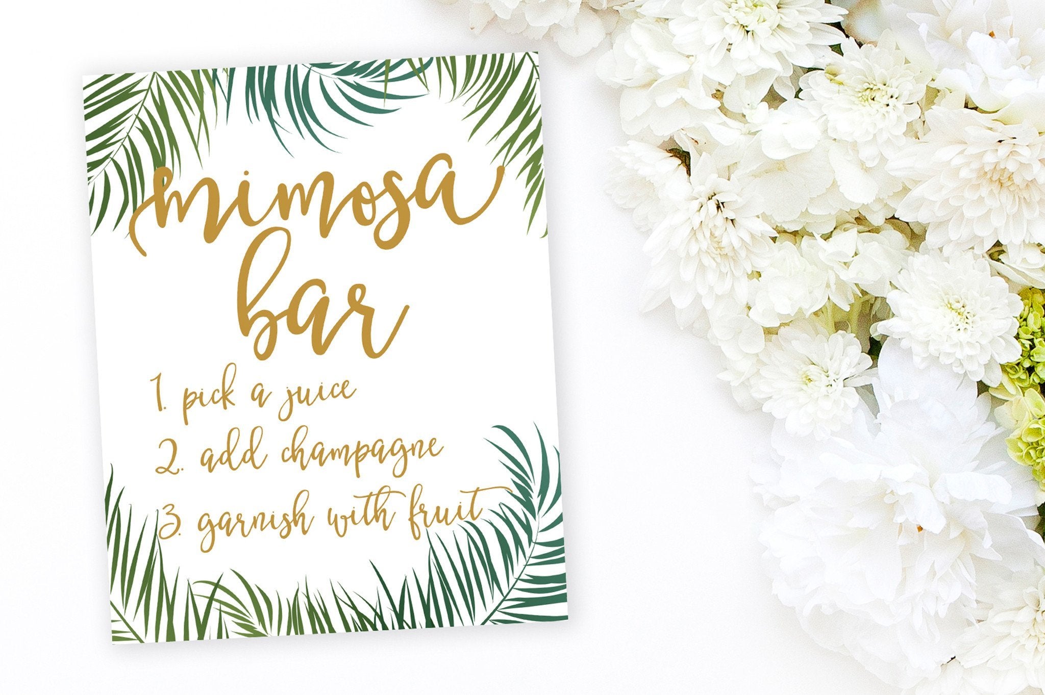 Mimosa Bar Bridal Shower Sign  Printable Greenery Bridal Shower