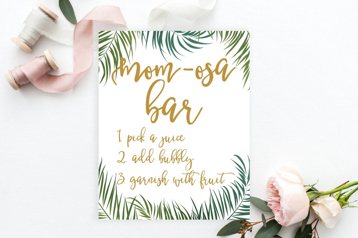 Mom-Osa Bar Sign - Tropical Printable - Pretty Collected