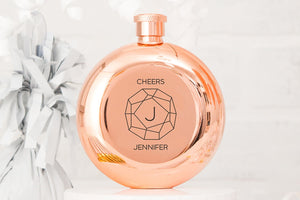 Cheers Monogram - Rose Gold Flask - Pretty Collected