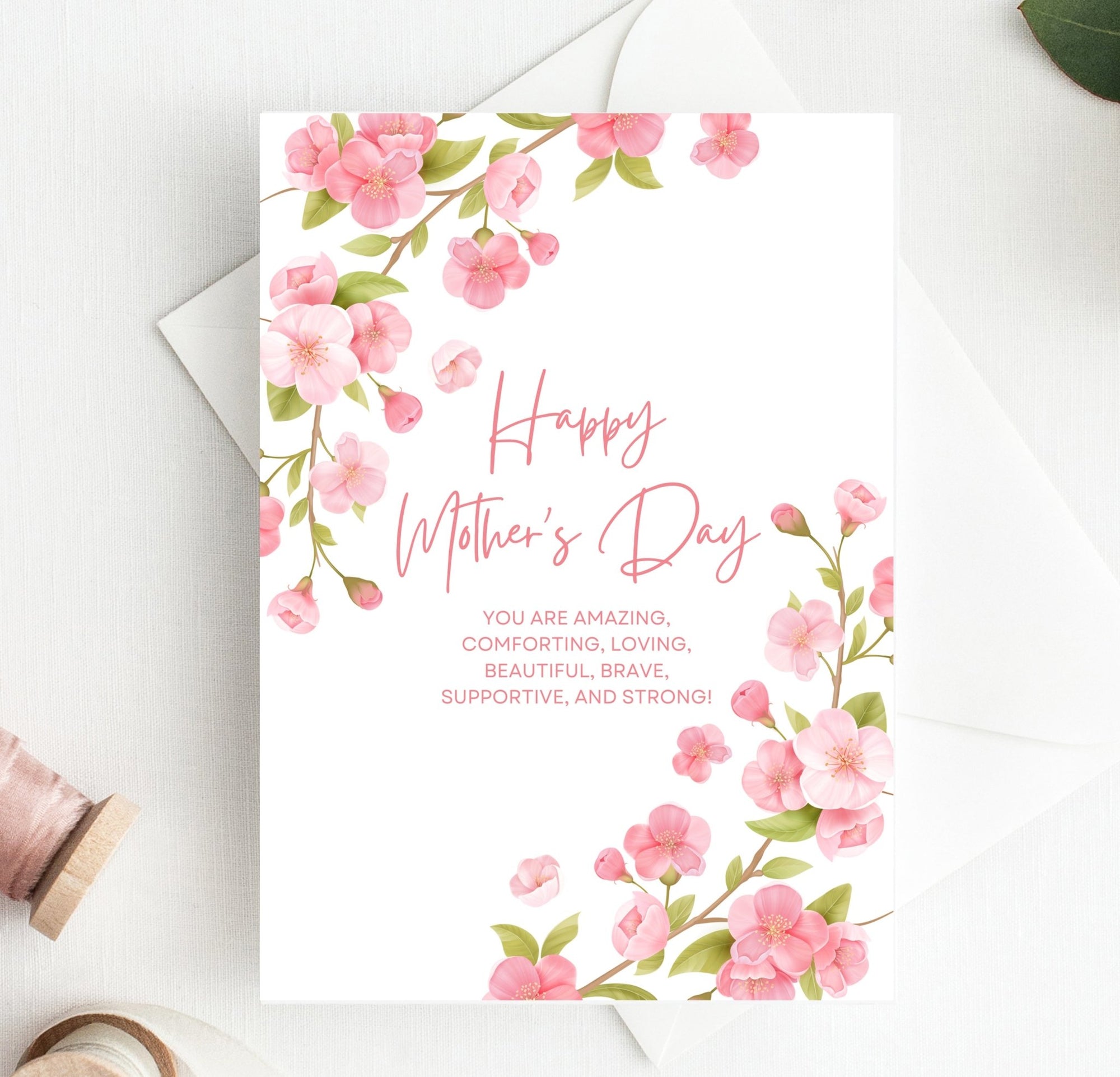 Pink Floral Mother's Day Card - FREE Printable - Pretty Collected