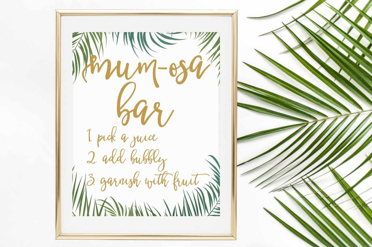 Mum-Osa Bar Sign - Tropical Printable - Pretty Collected