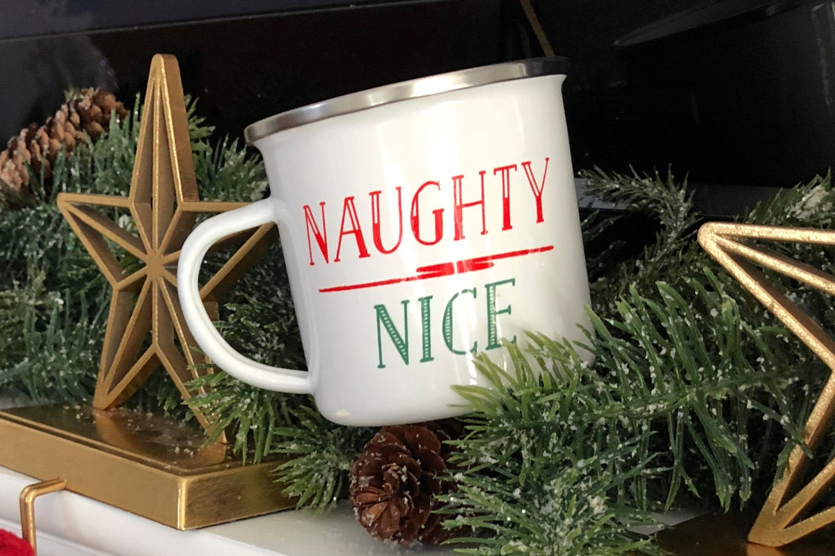 Naughty Over Nice Tin Campfire Mug - Pretty Collected