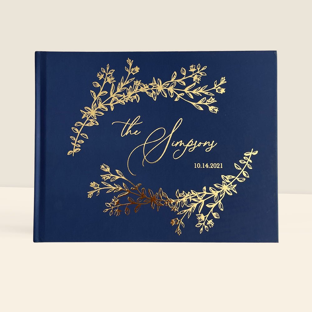 Navy Floral Wedding Guest Book - The Simpsons - Pretty Collected
