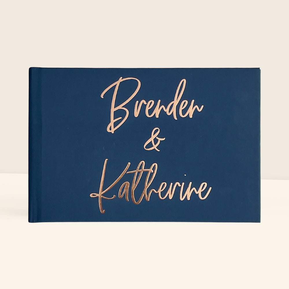 Navy and Rose Gold Wedding Guest Book - The Katherine - Pretty Collected