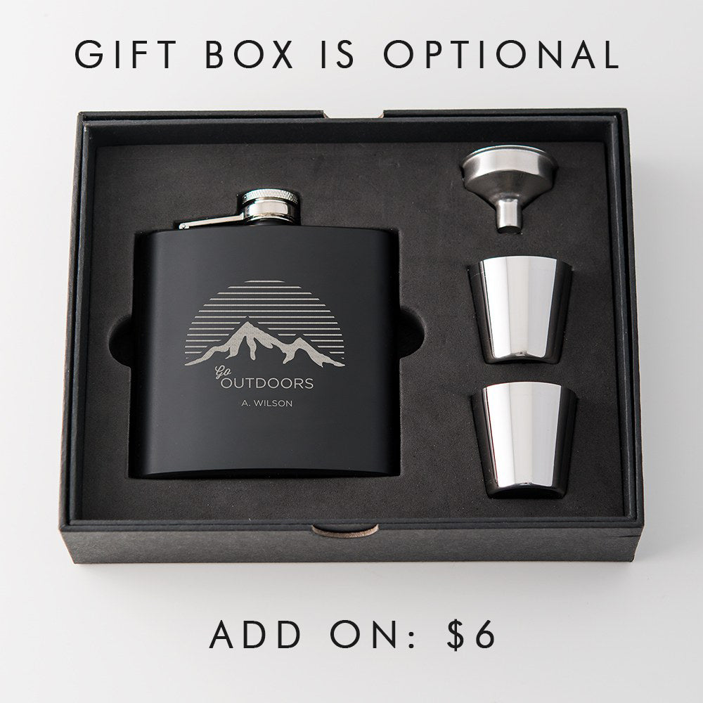 Custom Outdoors Mens Flask - Black Flask - Pretty Collected