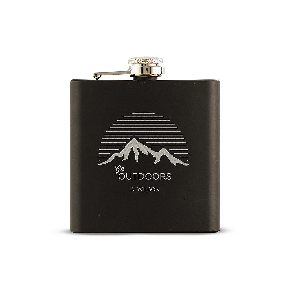 Custom Outdoors Mens Flask - Black Flask - Pretty Collected