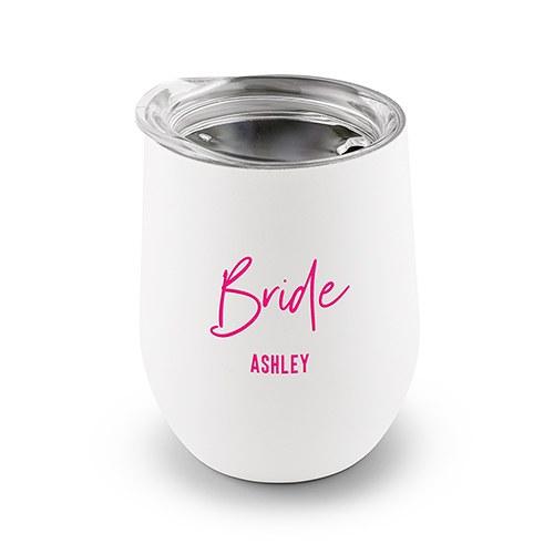 Personalized Bride Wine Tumbler - White - Pretty Collected