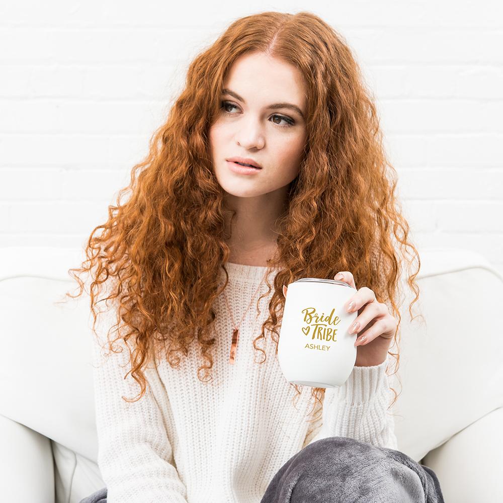 Personalized Bride Tribe Wine Tumbler - White - Pretty Collected