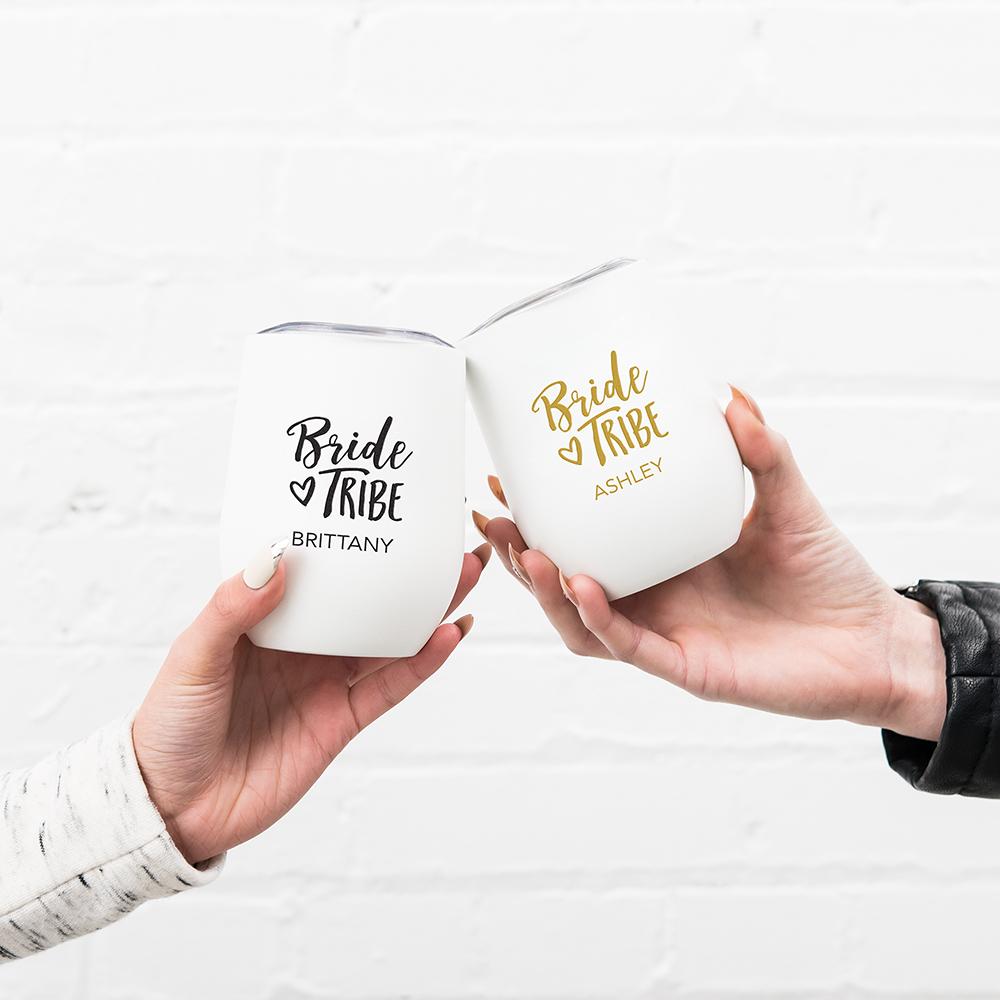 Personalized Bride Tribe Wine Tumbler - White - Pretty Collected