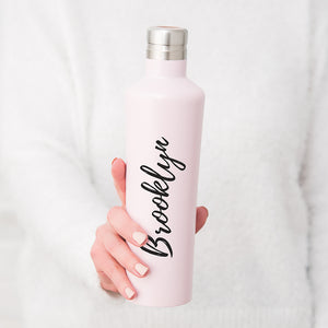 Personalized Calligraphy Stainless Steel Water Bottle - Pink - Pretty Collected