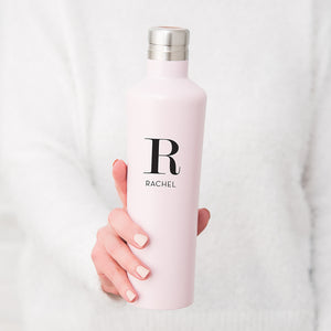 Personalized Initial Stainless Steel Water Bottle - White - Pretty Collected