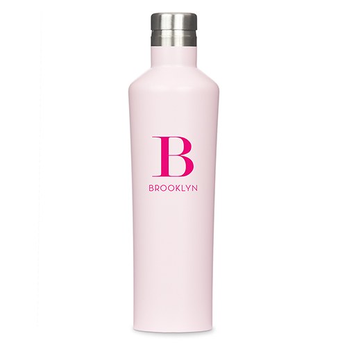 Personalized Initial Stainless Steel Water Bottle - Pink - Pretty Collected