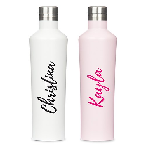 Personalized Calligraphy Stainless Steel Water Bottle - White - Pretty Collected