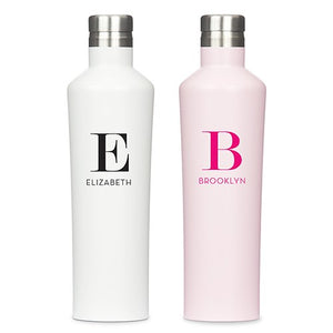 Personalized Initial Stainless Steel Water Bottle - Pink - Pretty Collected