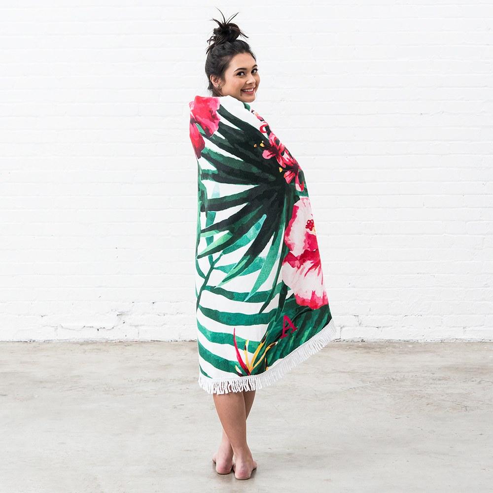 Tropical Floral Beach Towel - Personalized - Pretty Collected