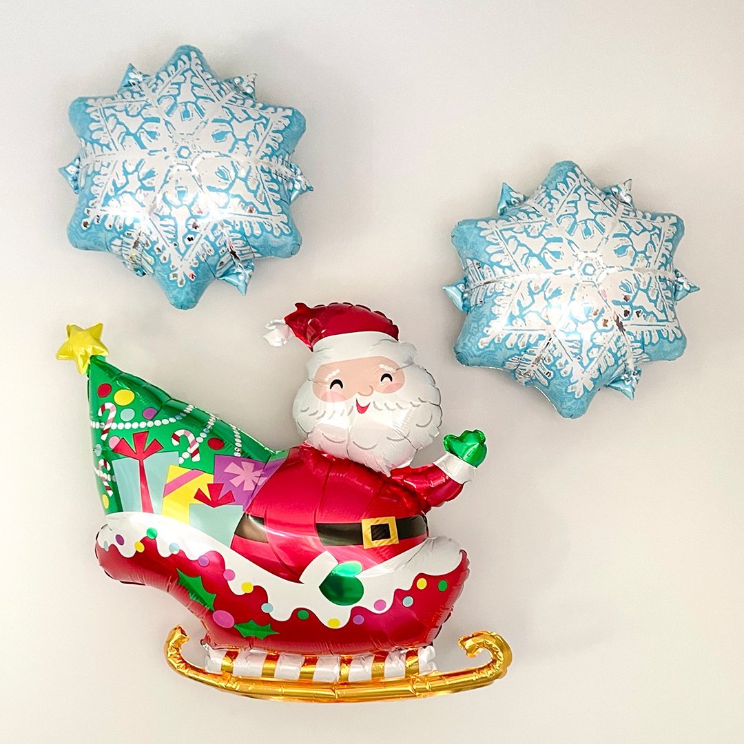 Santa & 2 Snowflakes Balloon Set - Pretty Collected