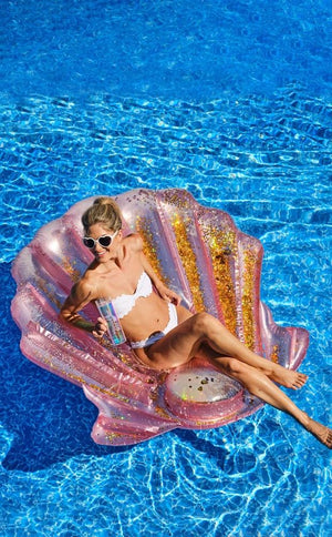 Glitter Seashell Pool Float Lounger - Pretty Collected