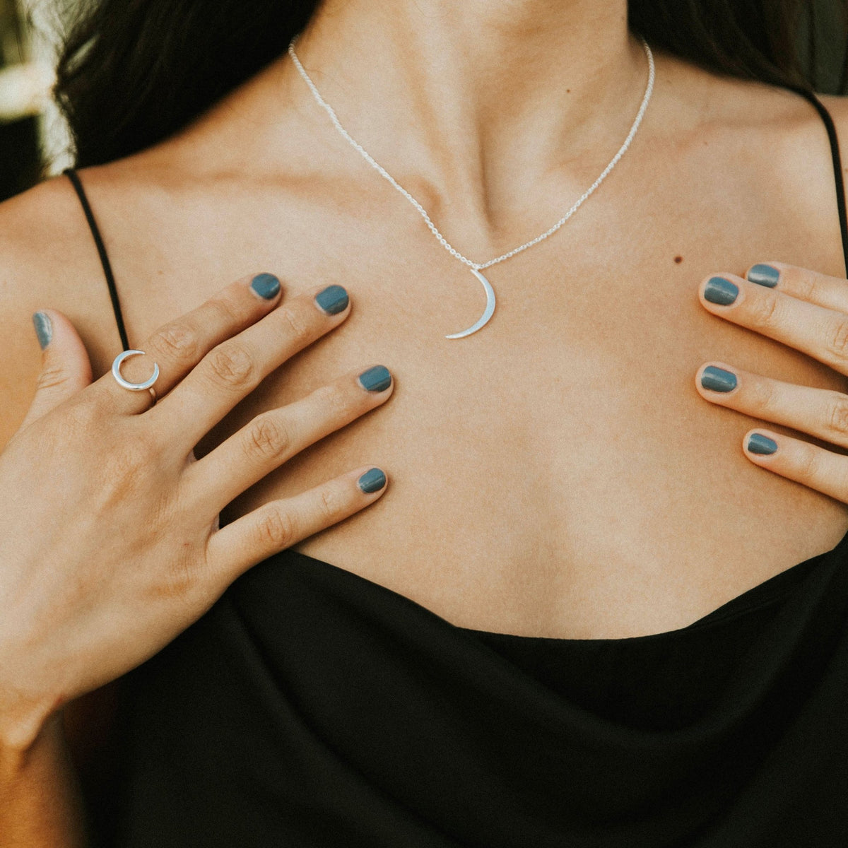 Silver Crescent Moon Ring - Pretty Collected