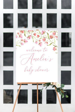 Baby Shower Welcome Sign - Spring Floral Printable - Pretty Collected