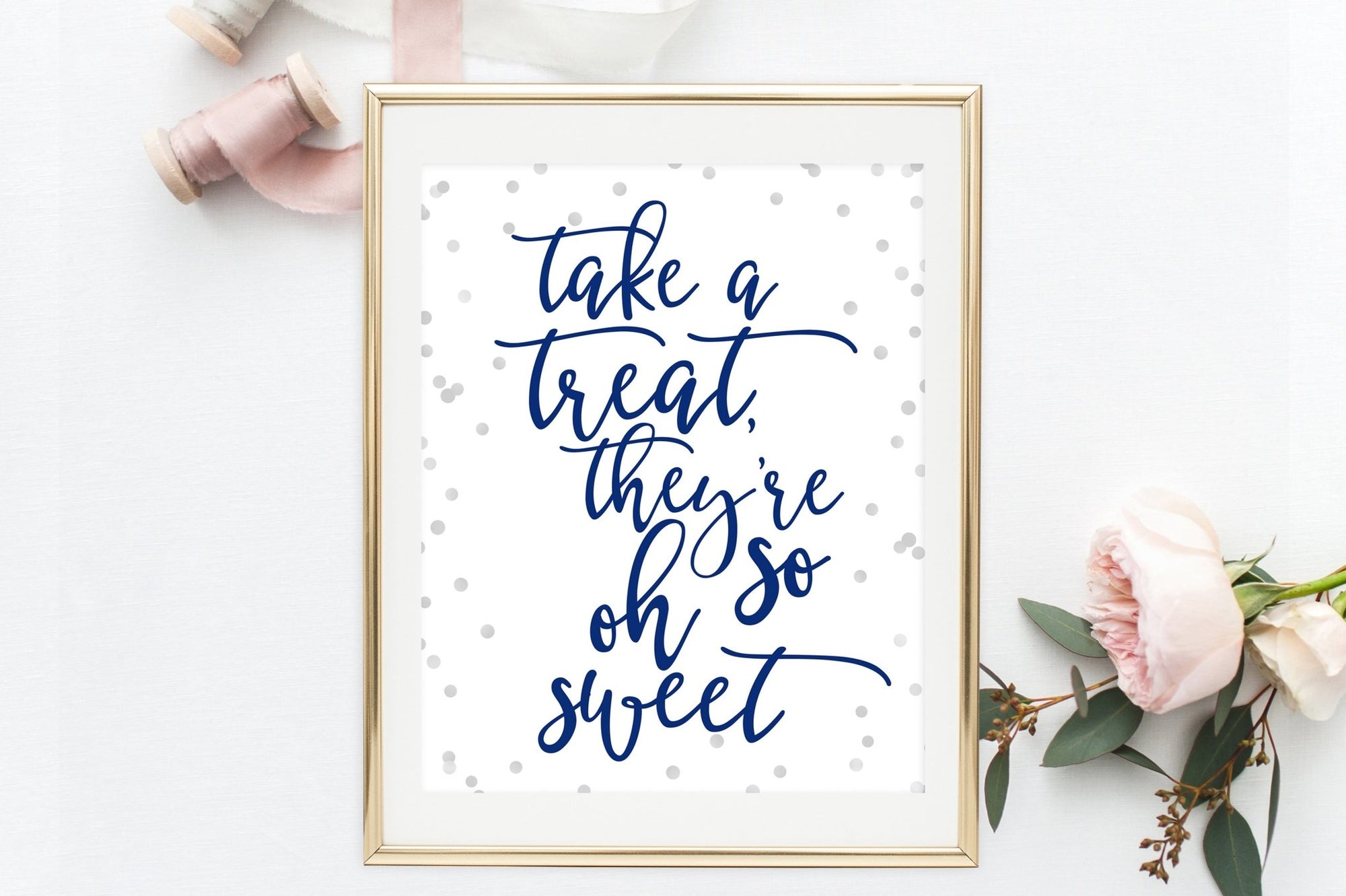 Take a Treat Sign - Navy & Grey Confetti Printable - Pretty Collected