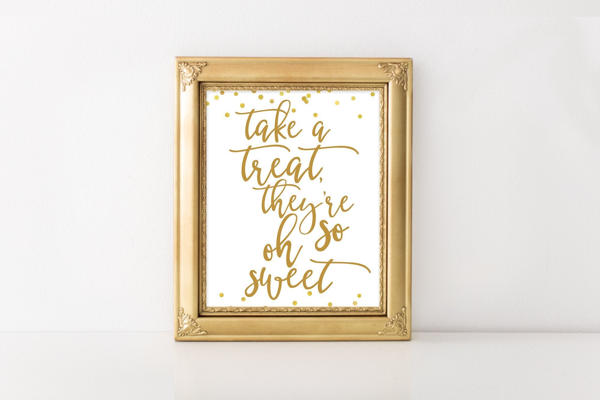 Take a Treat Sign - Gold Printable - Pretty Collected