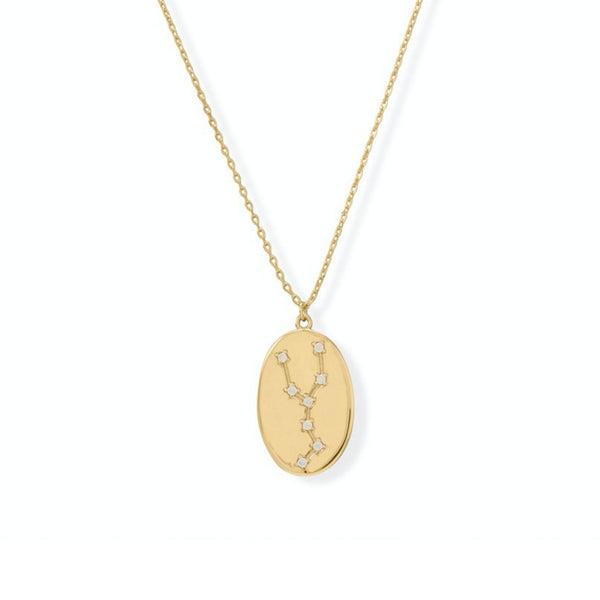 14k Two Tone Gold Taurus Symbol Necklace | Jewelry America
