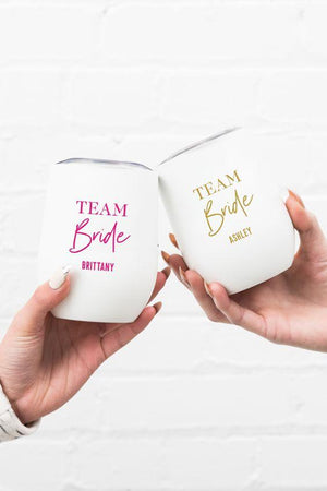 Personalized Team Bride Wine Tumbler - White - Pretty Collected