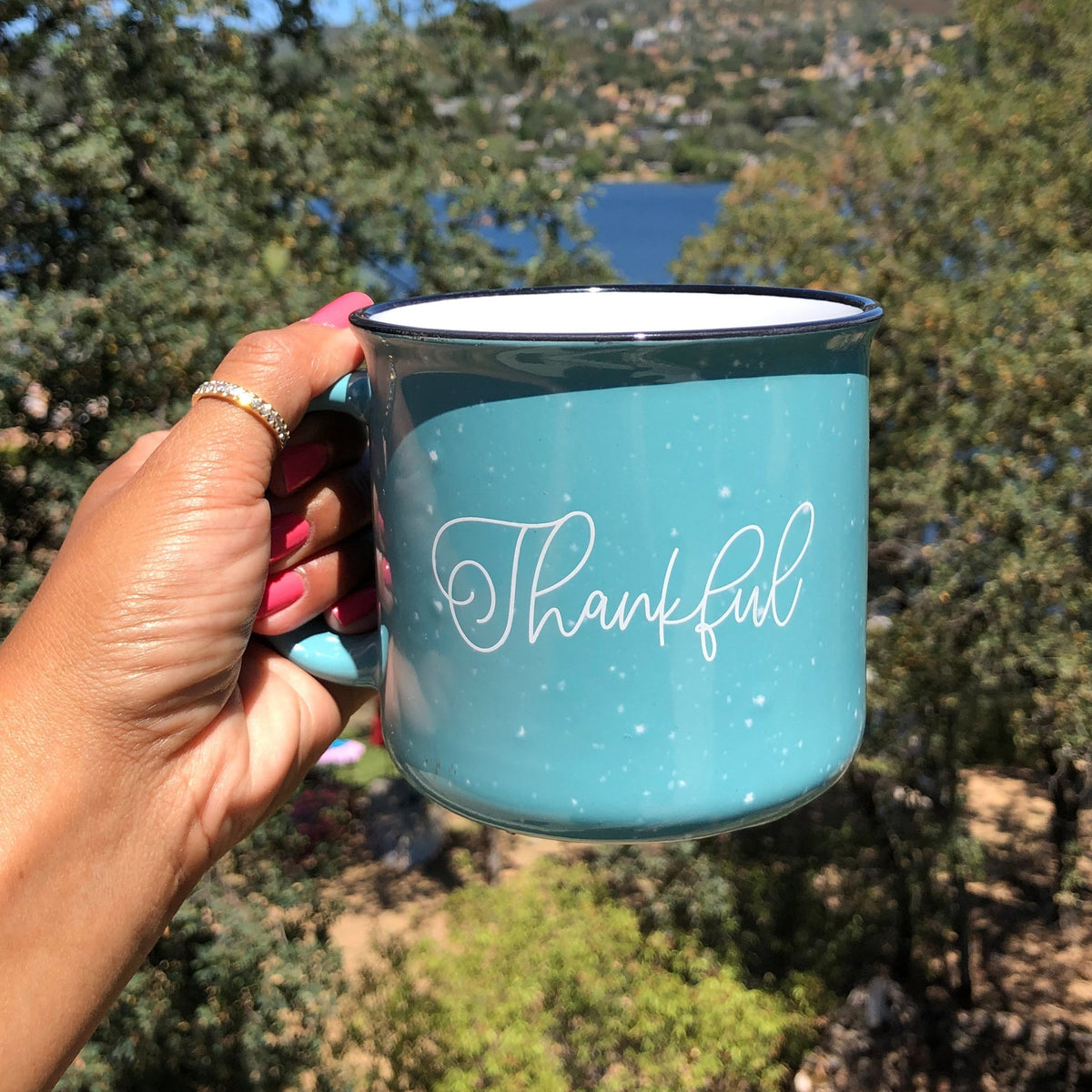 Grateful and Thankful Campfire Coffee Mug - Pretty Collected